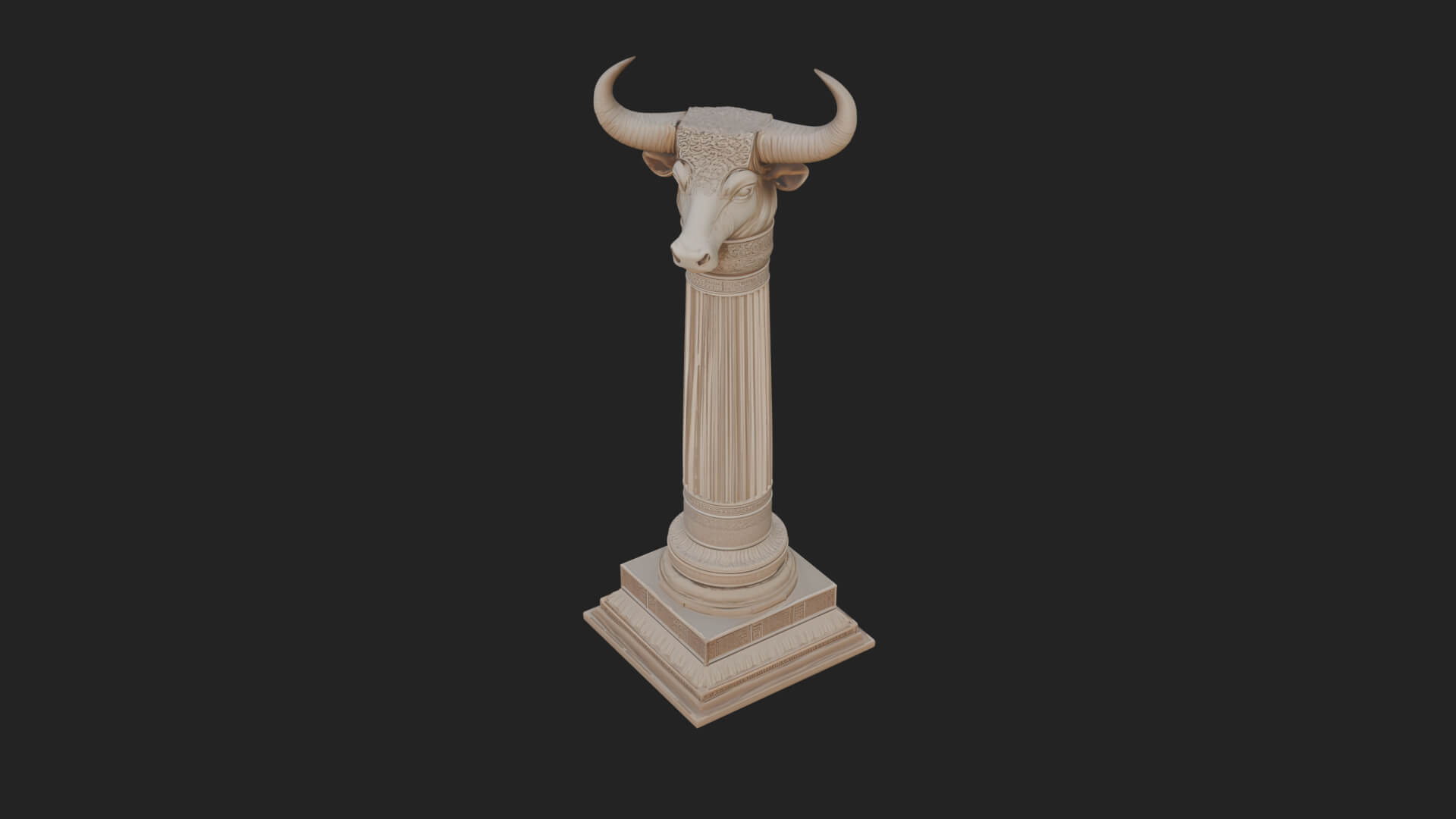 Jackal Head Stone Column Design 1 3D Print Model 3D Model
