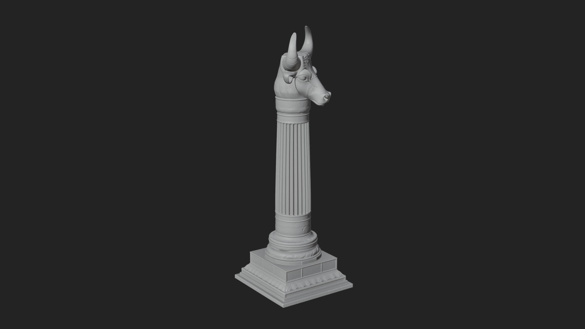 Jackal Head Stone Column Design 1 3D Print Model 3D Model
