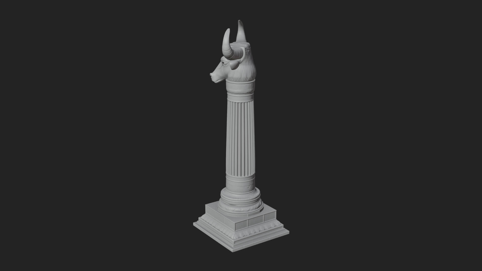 Jackal Head Stone Column Design 1 3D Print Model 3D Model