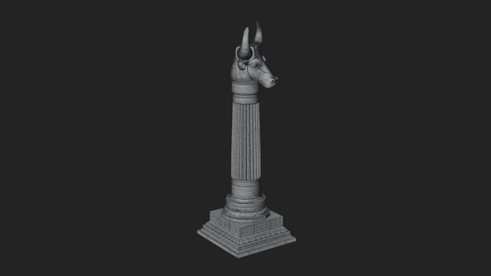 Jackal Head Stone Column Design 1 3D Print Model 3D Model