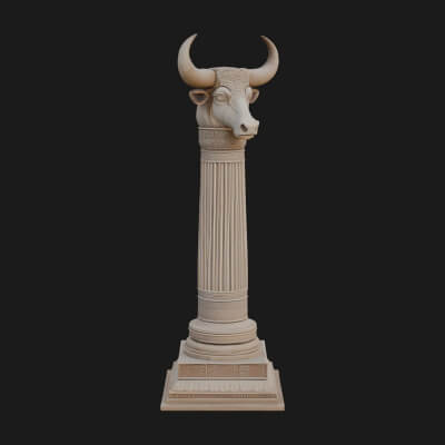 Jackal Head Stone Column Design 1 3D Print Model