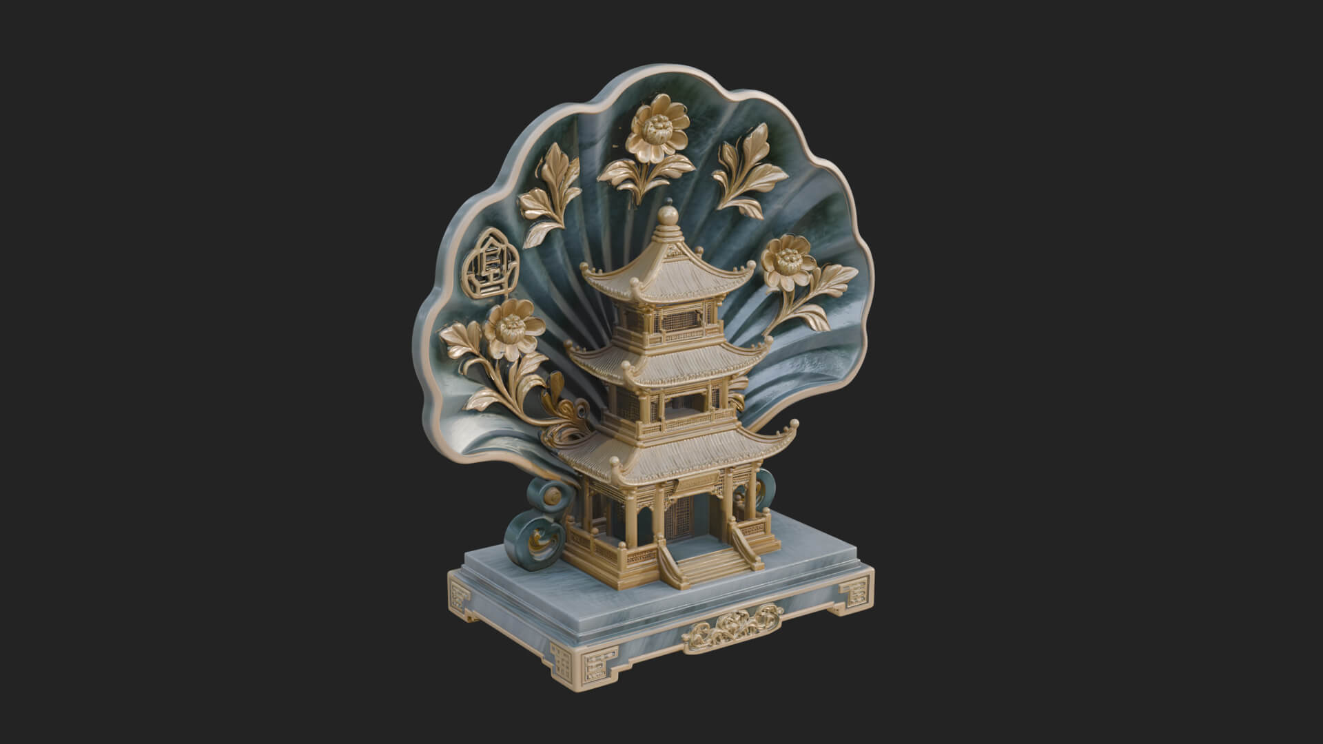 Jade Screen Pagoda Ornament Design 1 3D Print Model 3D Model