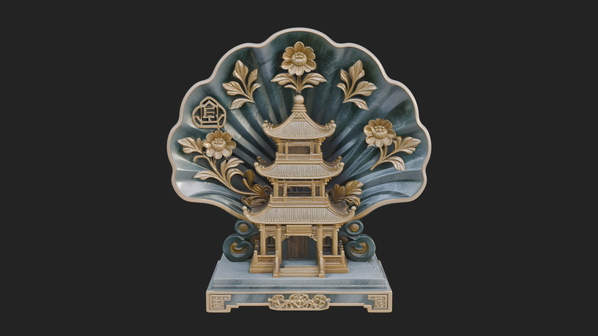 Jade Screen Pagoda Ornament Design 1 3D Print Model 3D Model