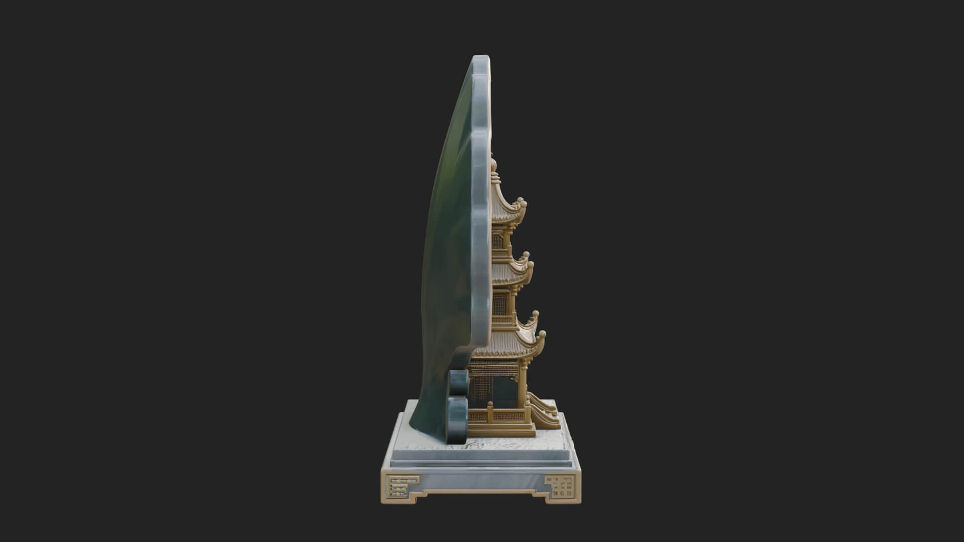 Jade Screen Pagoda Ornament Design 1 3D Print Model 3D Model