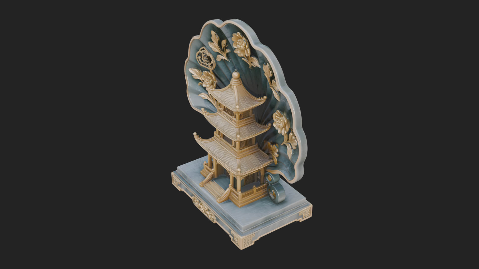Jade Screen Pagoda Ornament Design 1 3D Print Model 3D Model