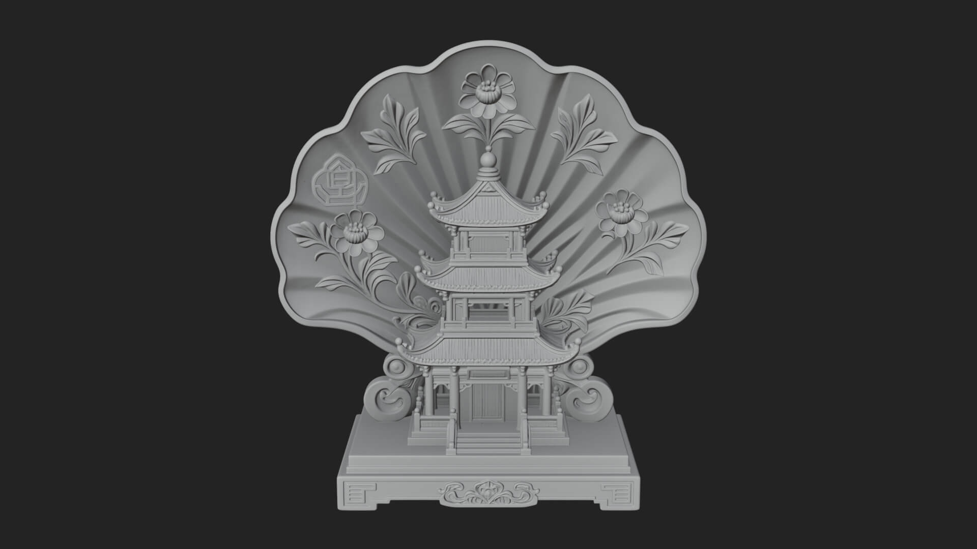 Jade Screen Pagoda Ornament Design 1 3D Print Model 3D Model