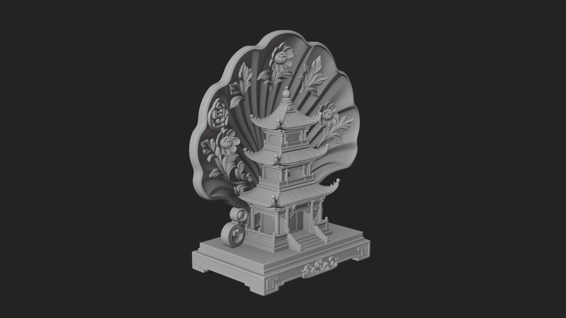 Jade Screen Pagoda Ornament Design 1 3D Print Model 3D Model