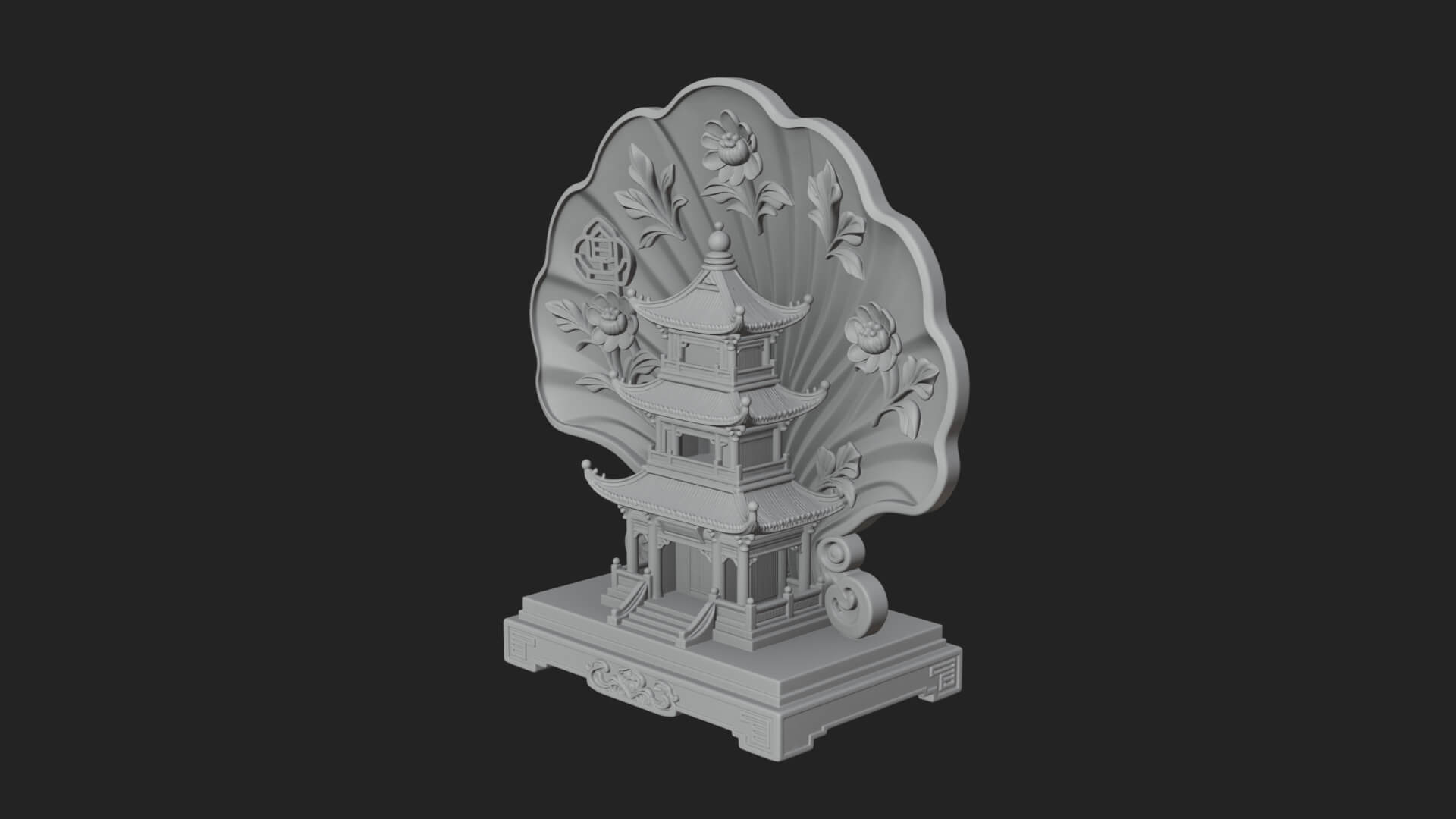 Jade Screen Pagoda Ornament Design 1 3D Print Model 3D Model