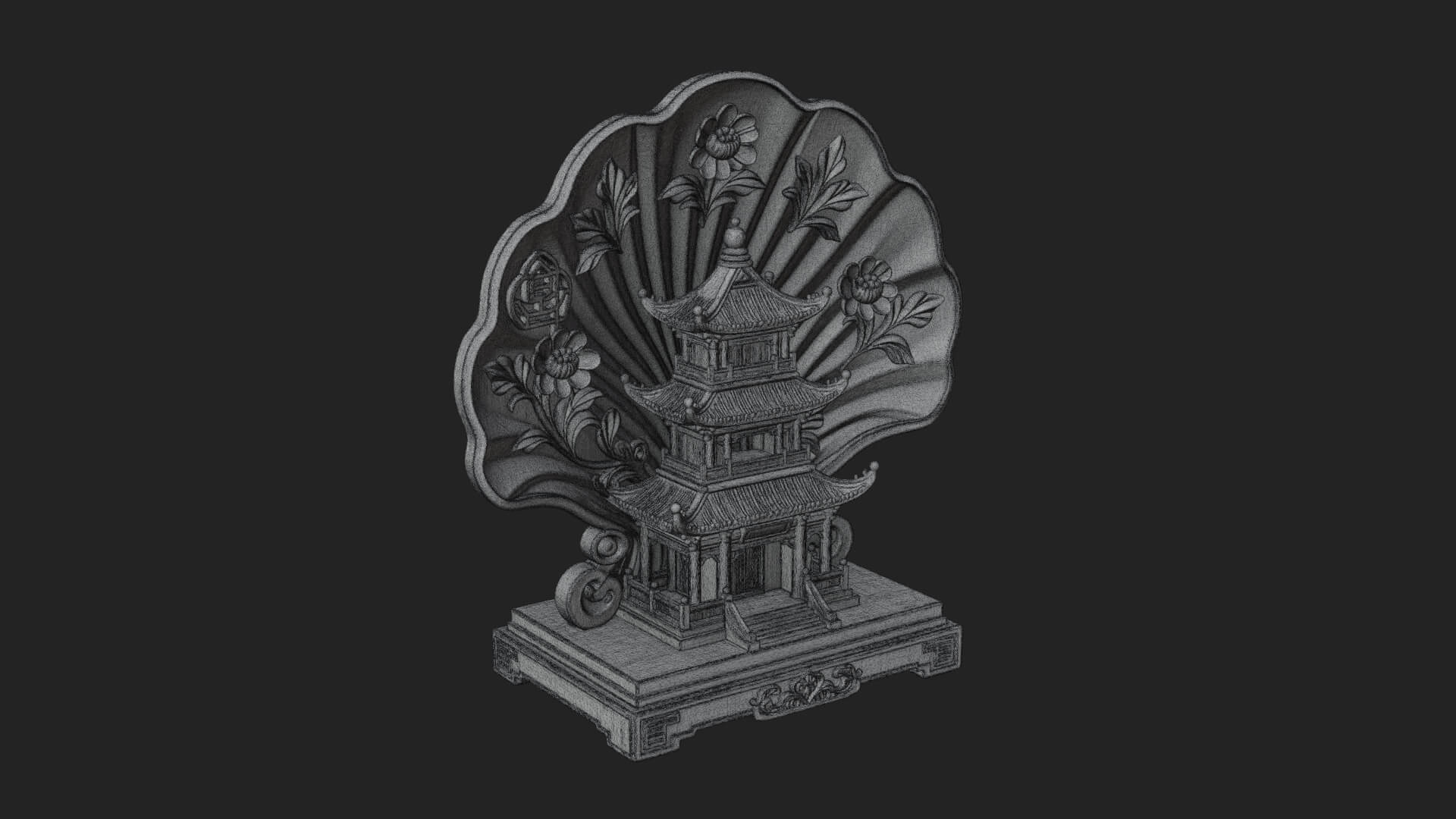Jade Screen Pagoda Ornament Design 1 3D Print Model 3D Model