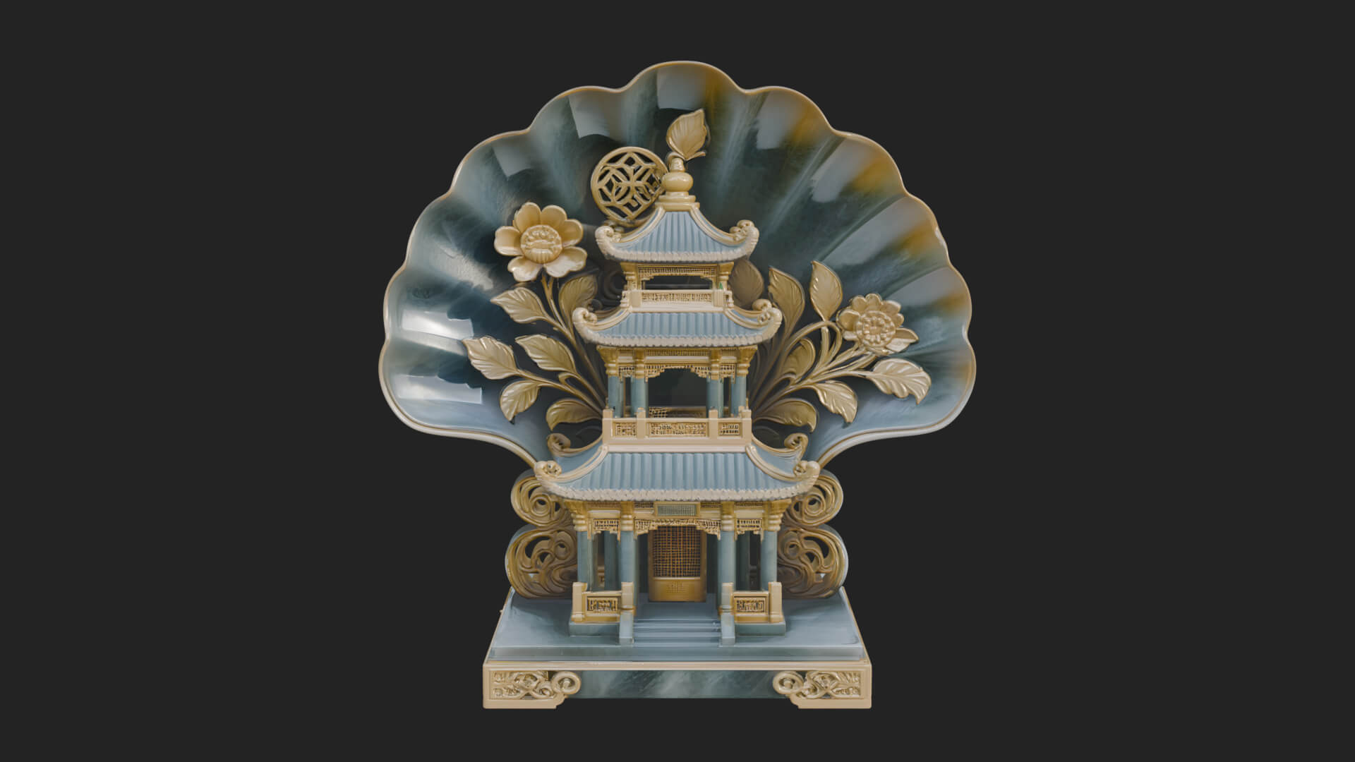Jade Screen Pagoda Ornament Design 2 3D Print Model 3D Model