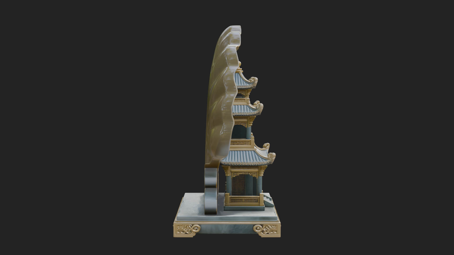 Jade Screen Pagoda Ornament Design 2 3D Print Model 3D Model