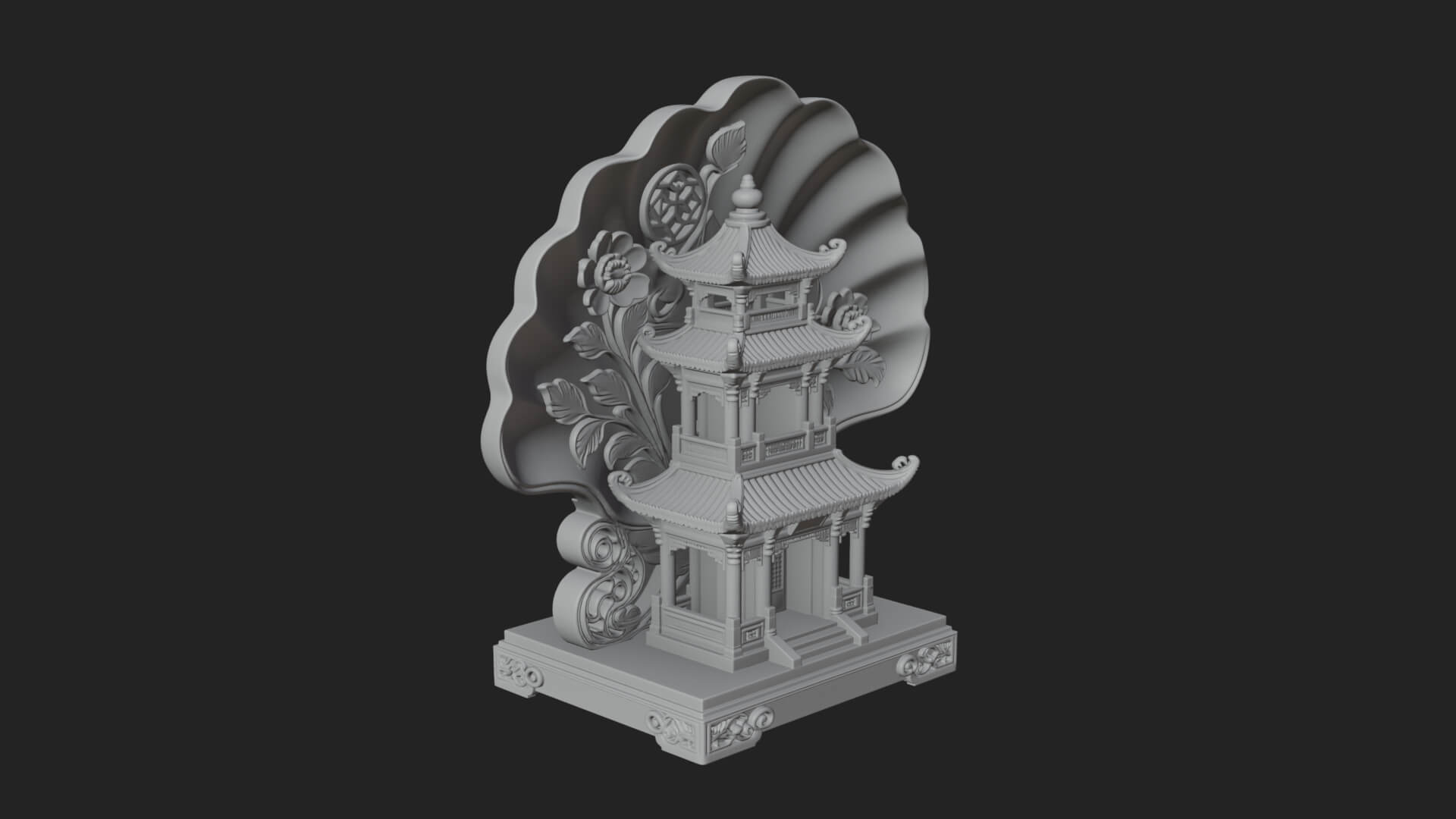 Jade Screen Pagoda Ornament Design 2 3D Print Model 3D Model