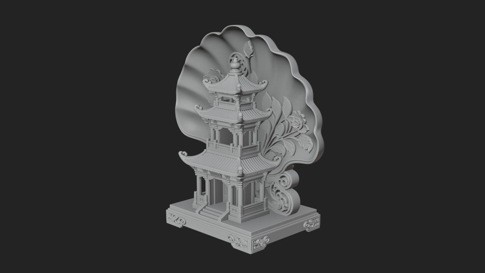 Jade Screen Pagoda Ornament Design 2 3D Print Model 3D Model