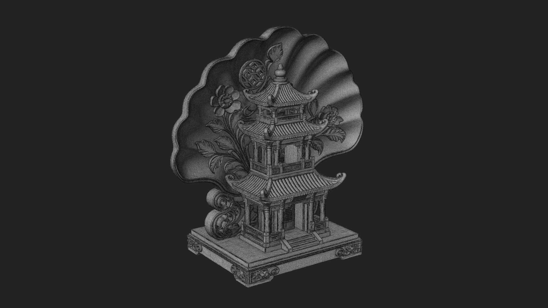 Jade Screen Pagoda Ornament Design 2 3D Print Model 3D Model