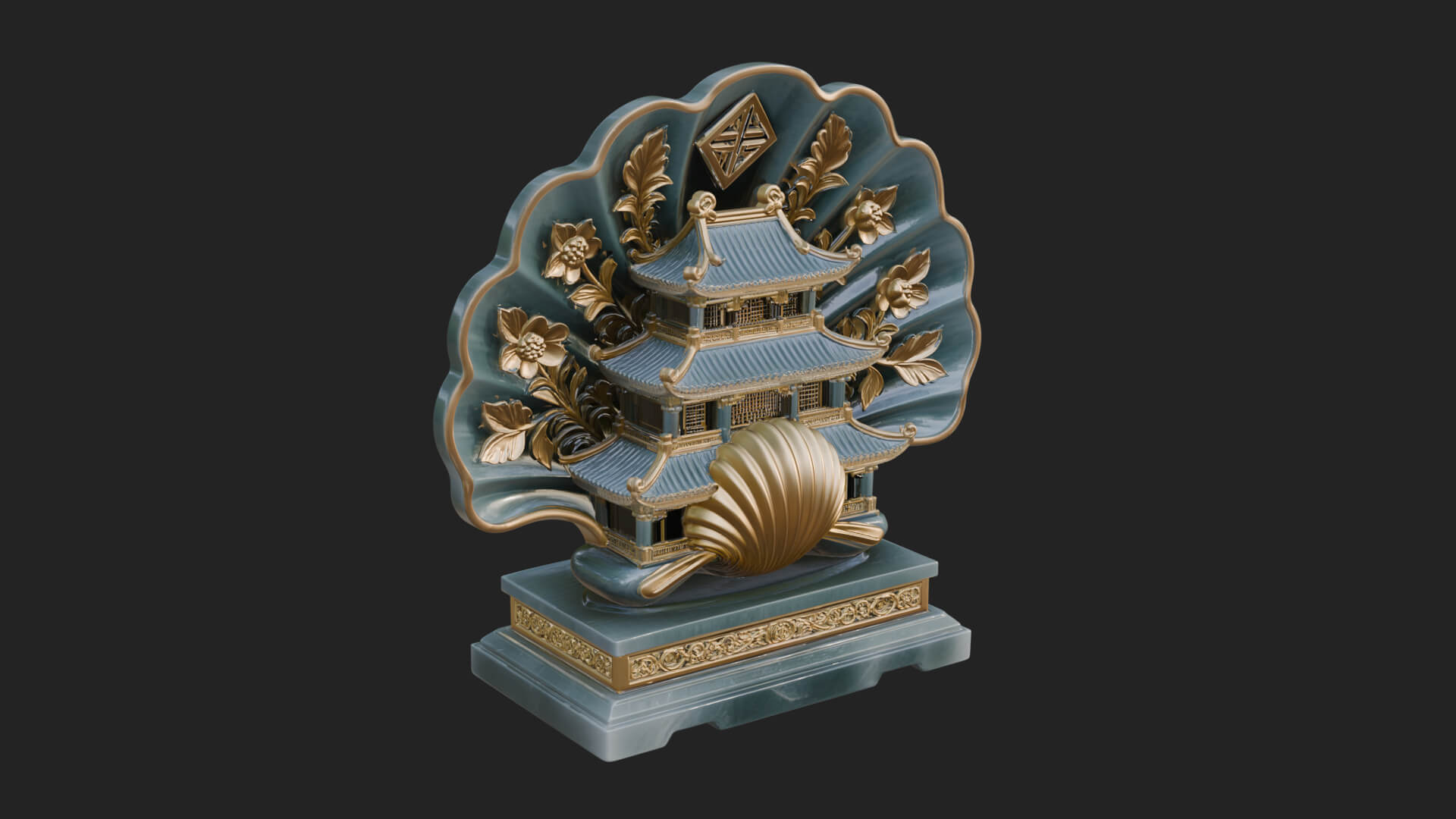 Jade Screen Pagoda Ornament Design 3 3D Print Model 3D Model