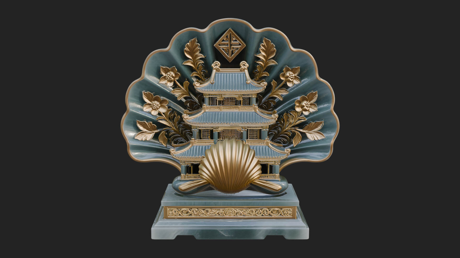 Jade Screen Pagoda Ornament Design 3 3D Print Model 3D Model