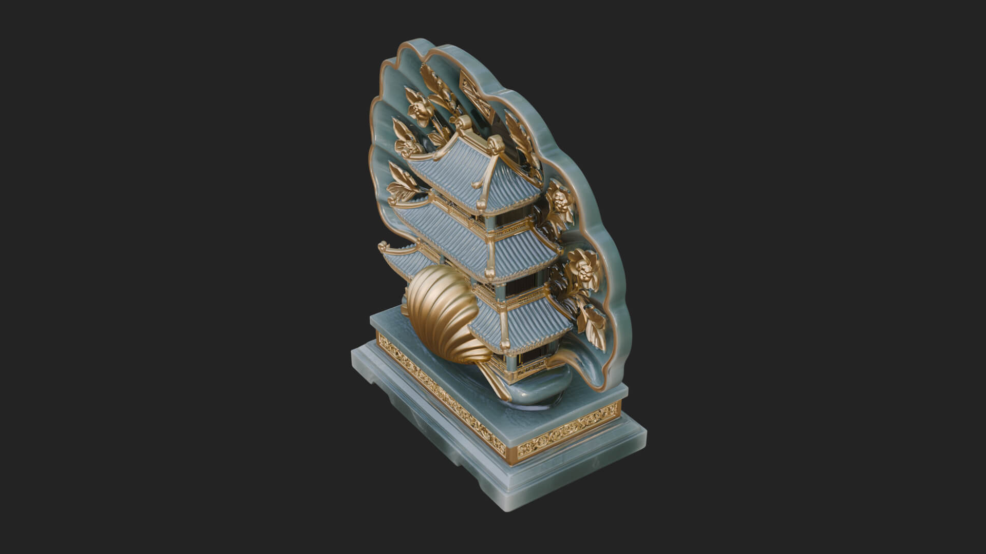 Jade Screen Pagoda Ornament Design 3 3D Print Model 3D Model