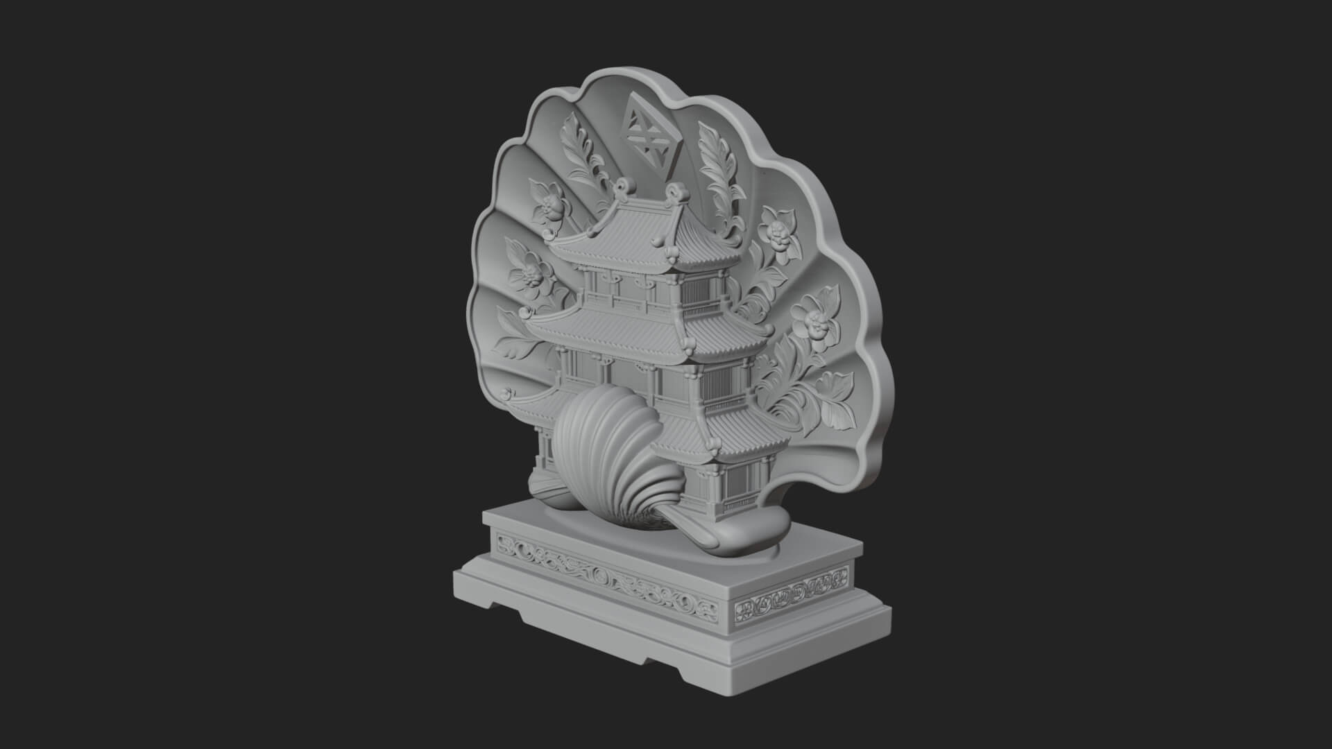 Jade Screen Pagoda Ornament Design 3 3D Print Model 3D Model