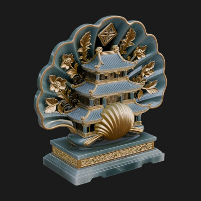 Jade Screen Pagoda Ornament Design 3 3D Print Model