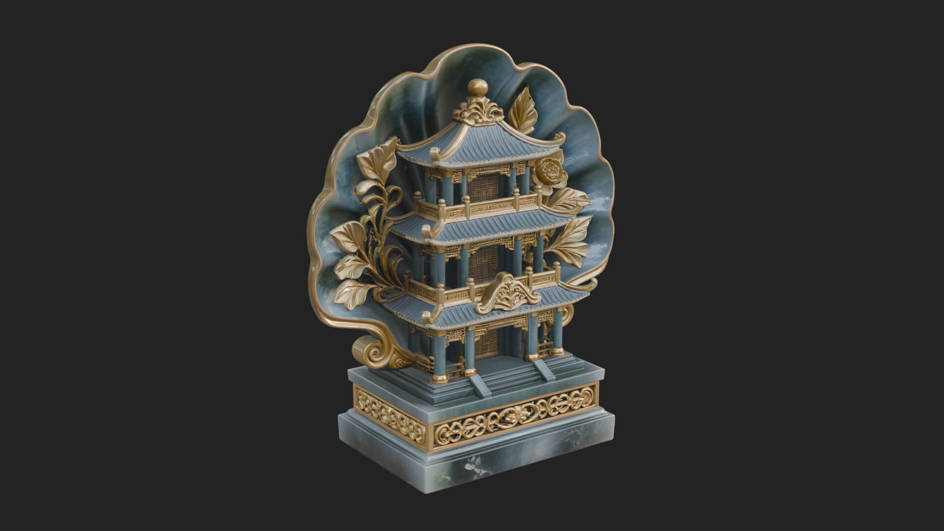 Jade Screen Pagoda Ornament Design 4 3D Print Model 3D Model