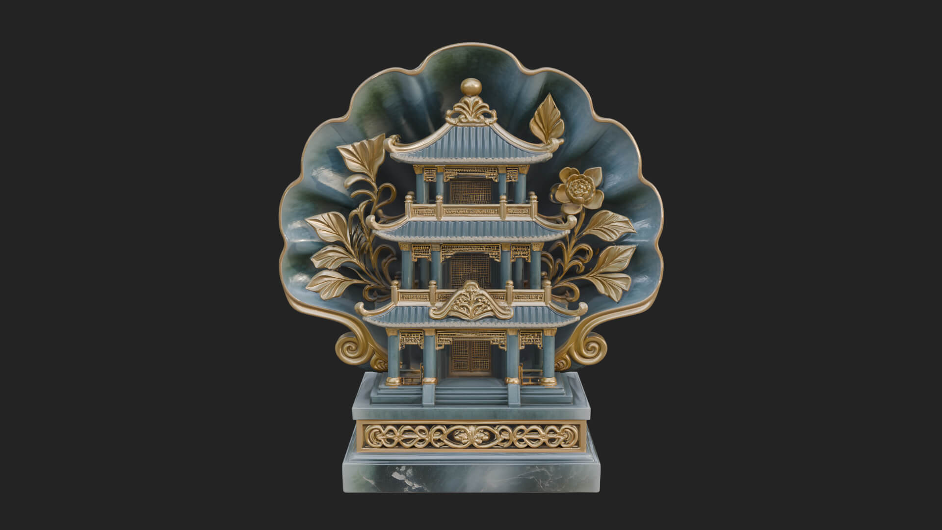 Jade Screen Pagoda Ornament Design 4 3D Print Model 3D Model