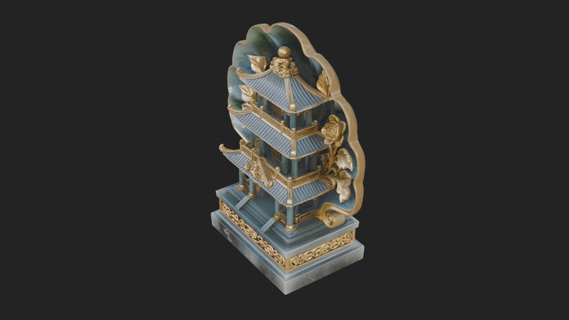 Jade Screen Pagoda Ornament Design 4 3D Print Model 3D Model