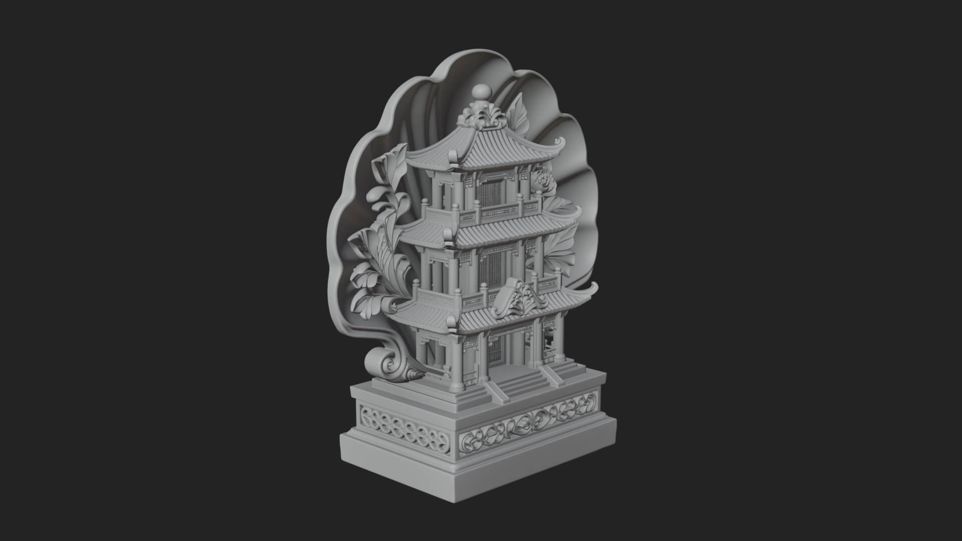 Jade Screen Pagoda Ornament Design 4 3D Print Model 3D Model