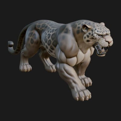 Jaguar Statue Design 5 3D Print Model