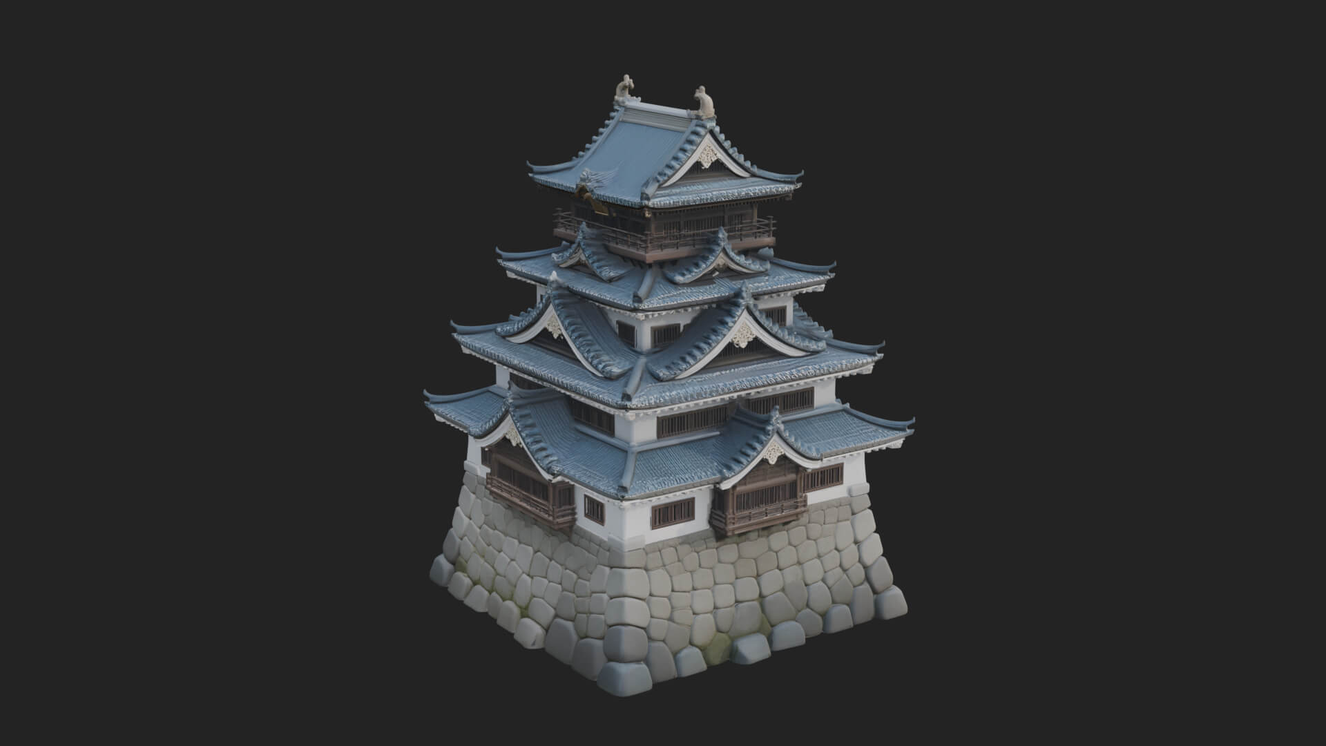 Japanese Castle Keep Design 1 3D Print Model 3D Model