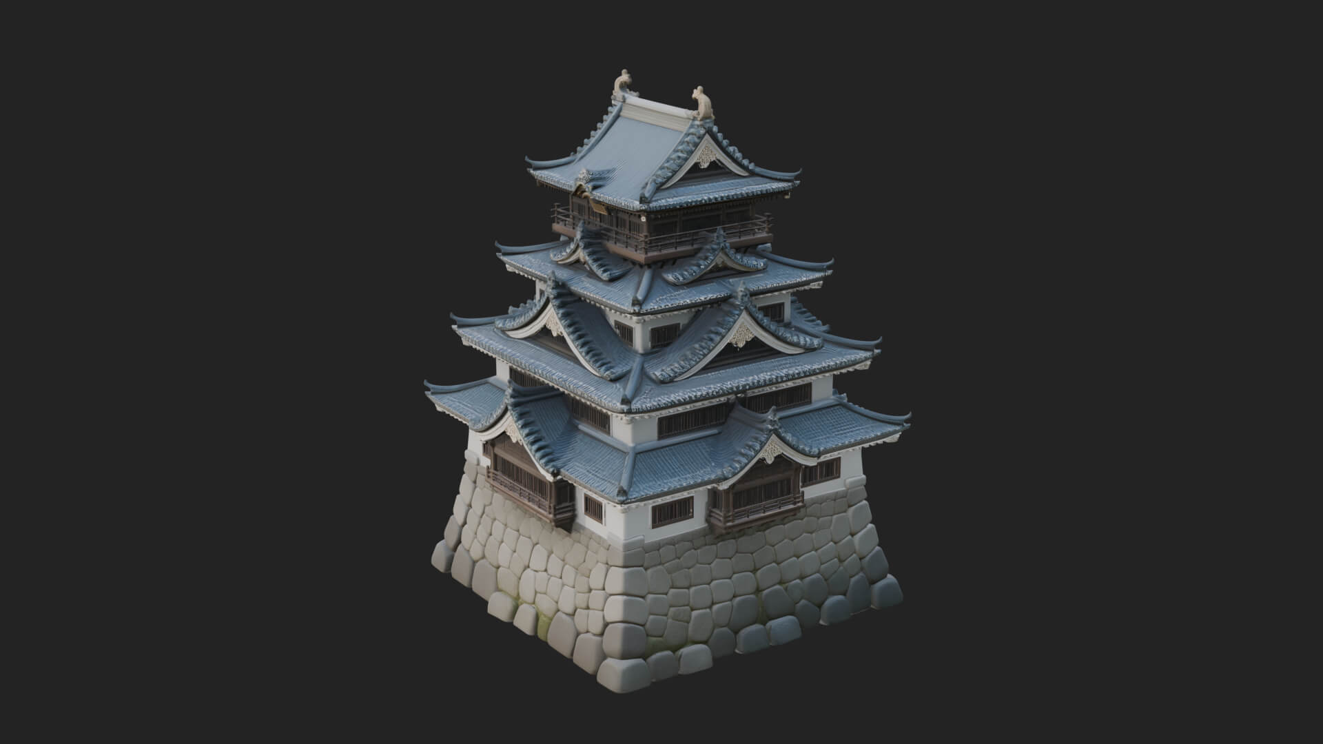 Japanese Castle Keep Design 1 3D Print Model 3D Model
