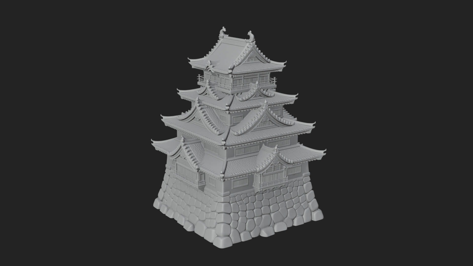 Japanese Castle Keep Design 1 3D Print Model 3D Model