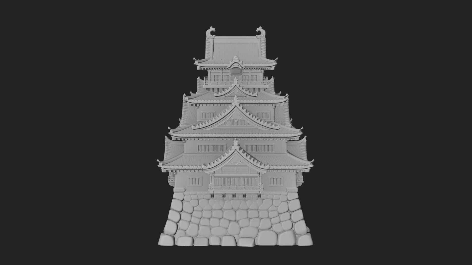 Japanese Castle Keep Design 1 3D Print Model 3D Model