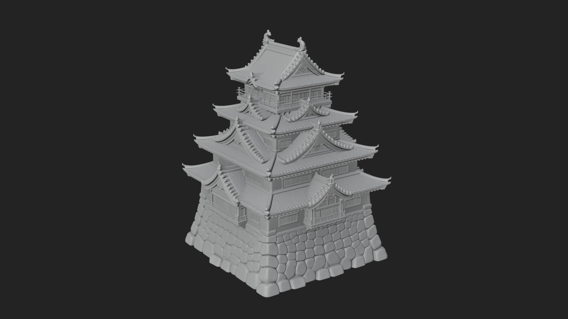 Japanese Castle Keep Design 1 3D Print Model 3D Model