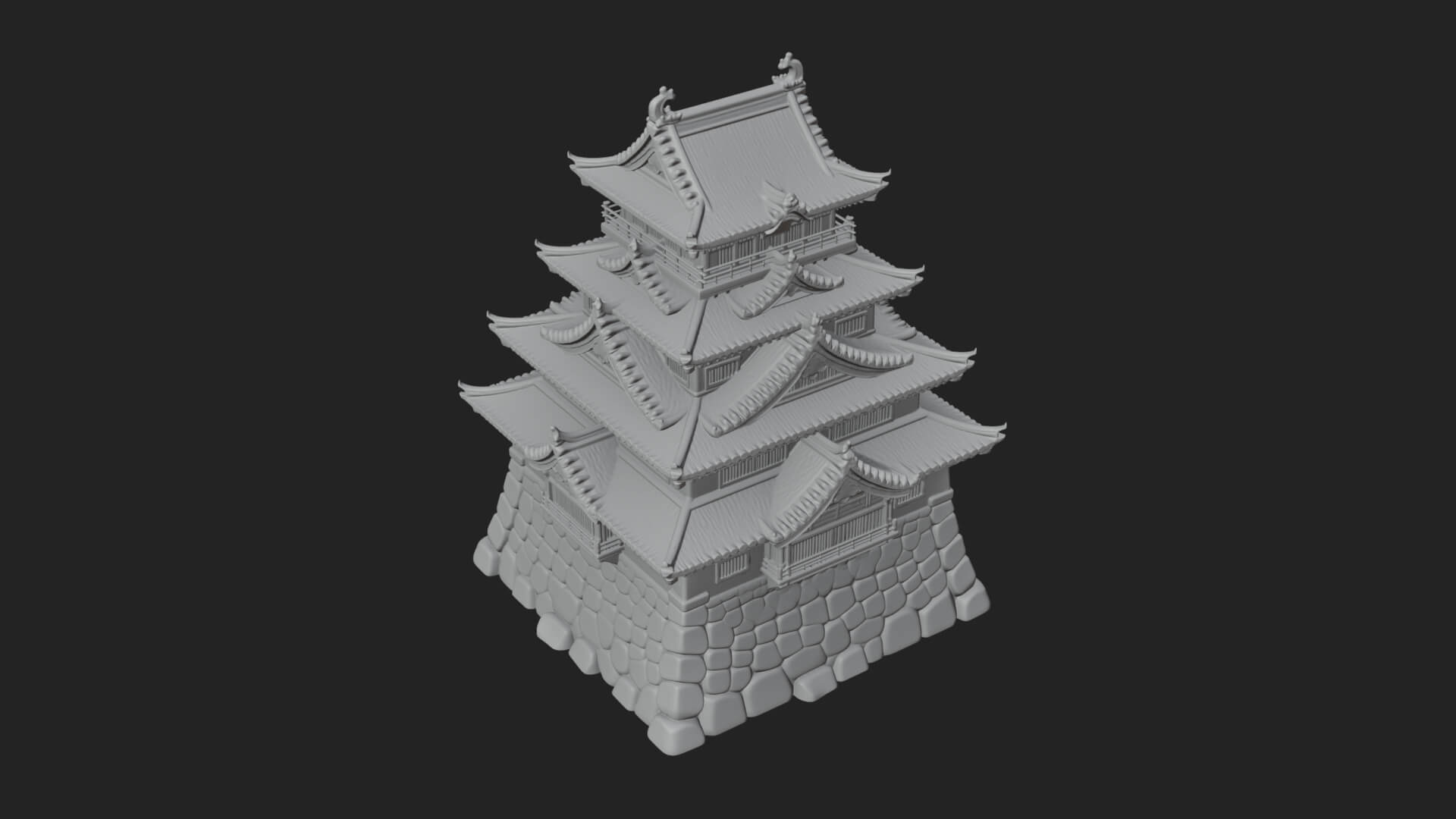 Japanese Castle Keep Design 1 3D Print Model 3D Model