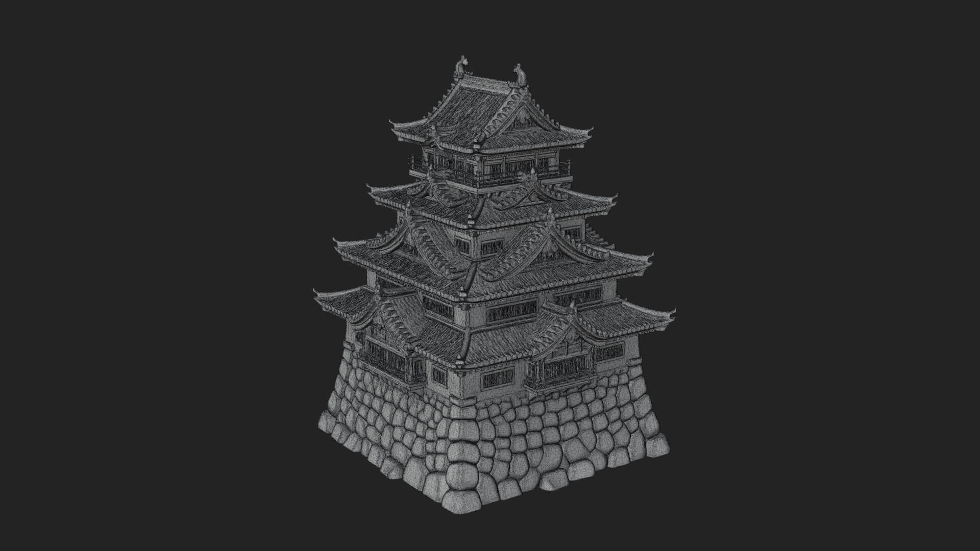 Japanese Castle Keep Design 1 3D Print Model 3D Model