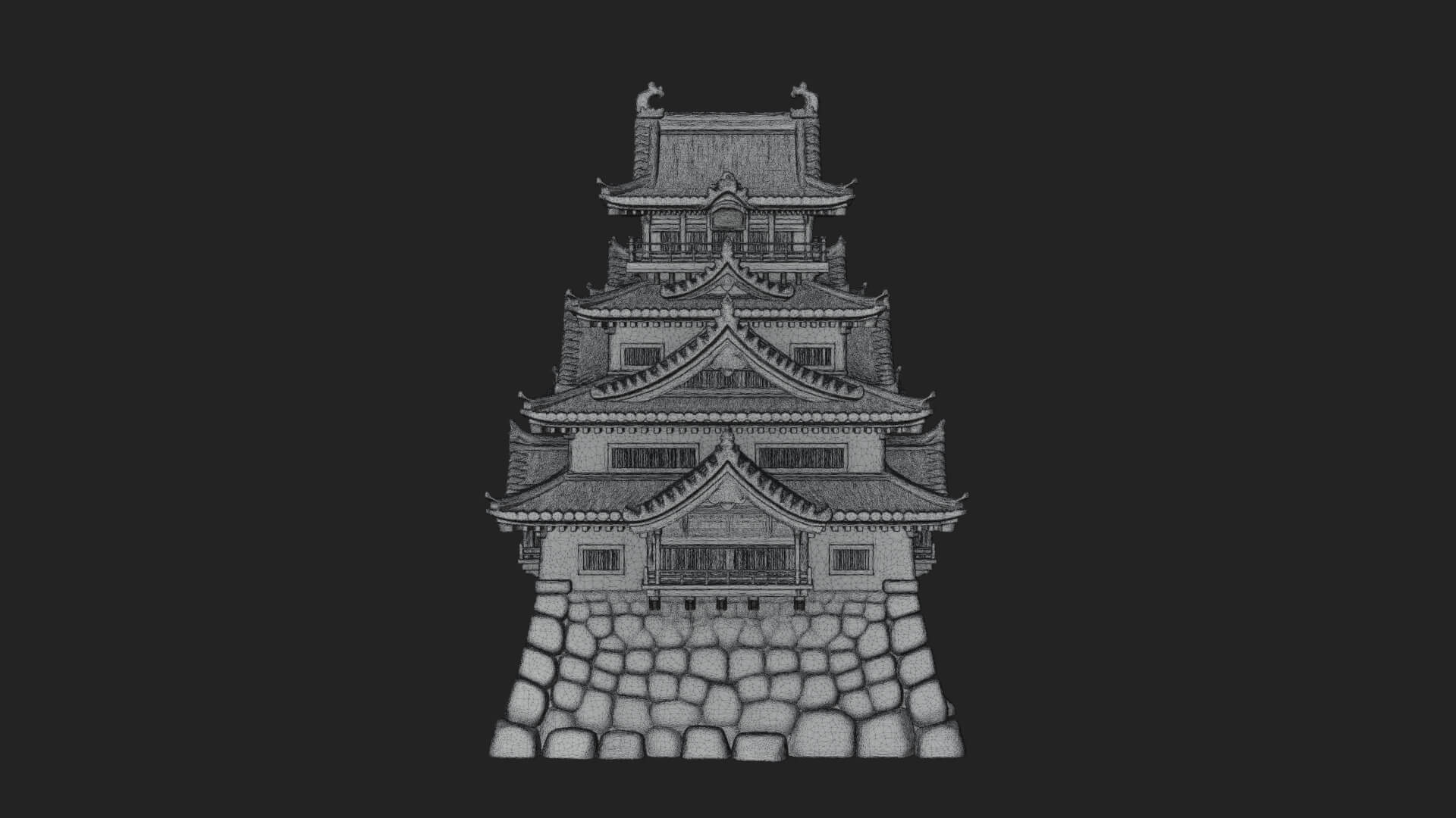 Japanese Castle Keep Design 1 3D Print Model 3D Model