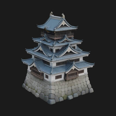 Japanese Castle Keep Design 1 3D Print Model