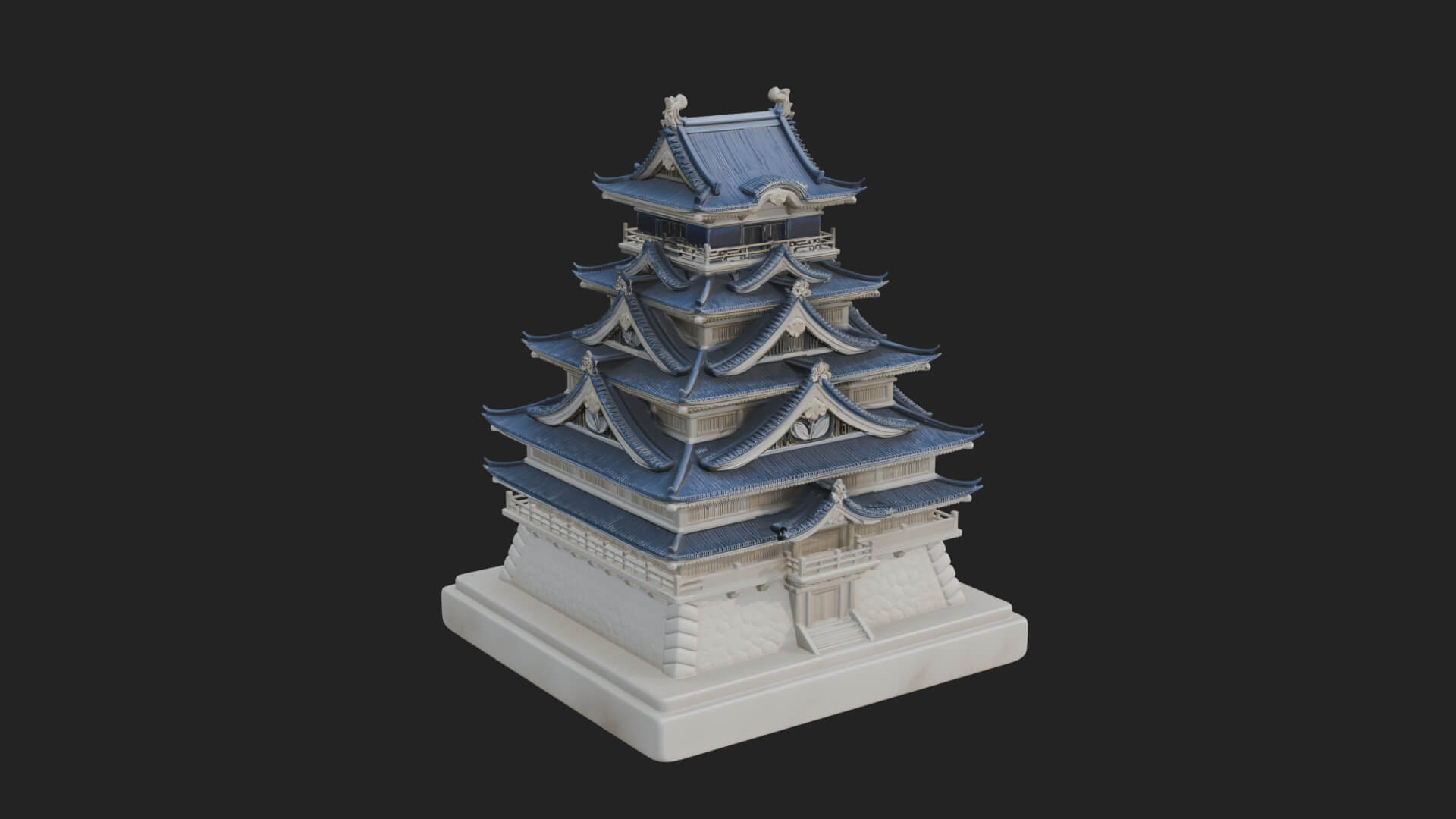 Japanese Castle Keep Design 10 3D Print Model 3D Model