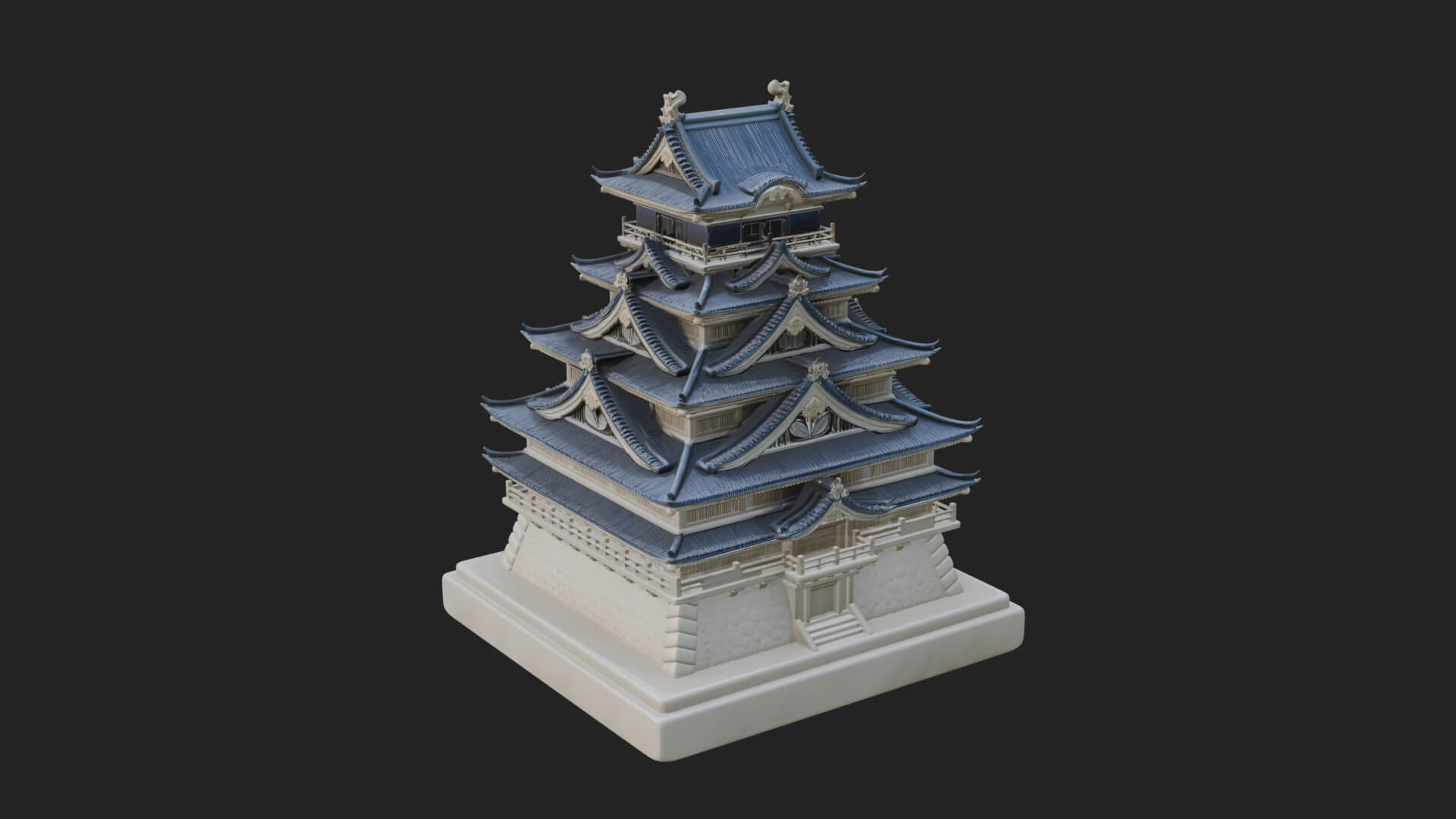 Japanese Castle Keep Design 10 3D Print Model 3D Model