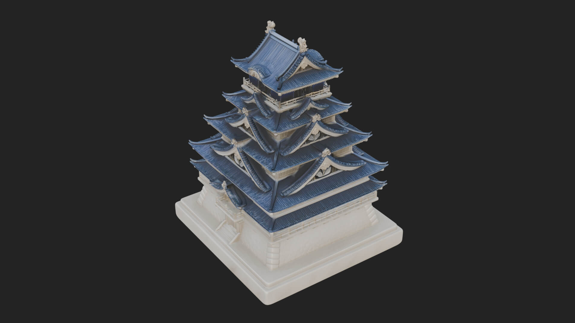 Japanese Castle Keep Design 10 3D Print Model 3D Model
