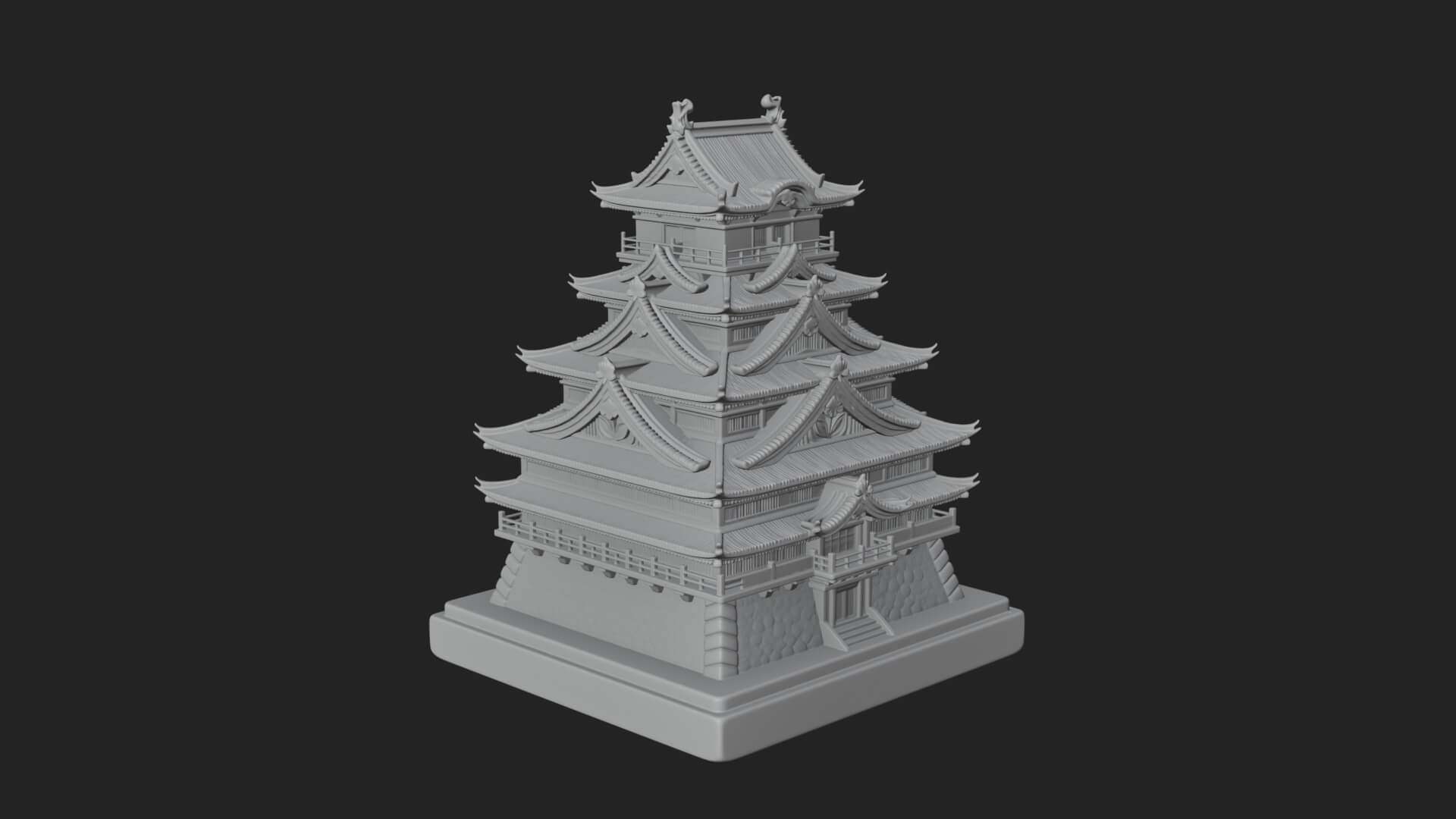 Japanese Castle Keep Design 10 3D Print Model 3D Model