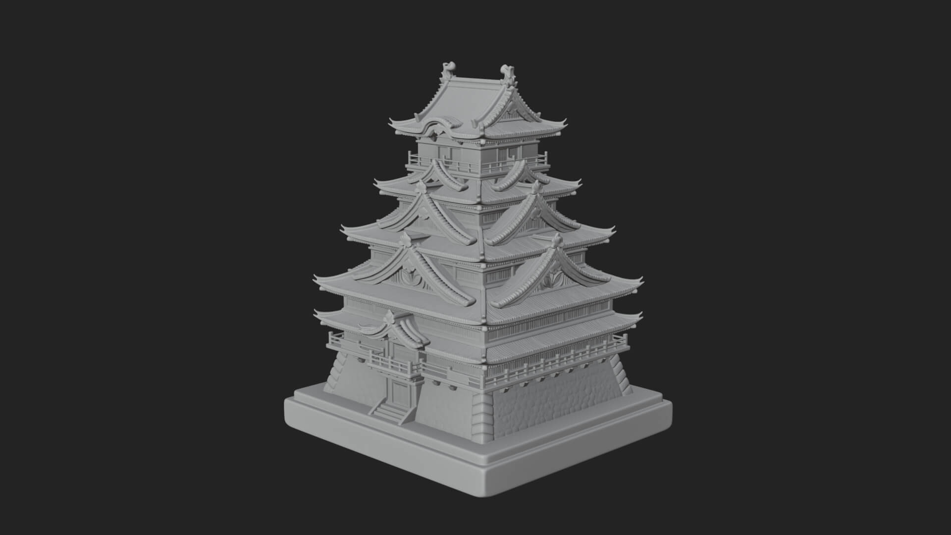 Japanese Castle Keep Design 10 3D Print Model 3D Model