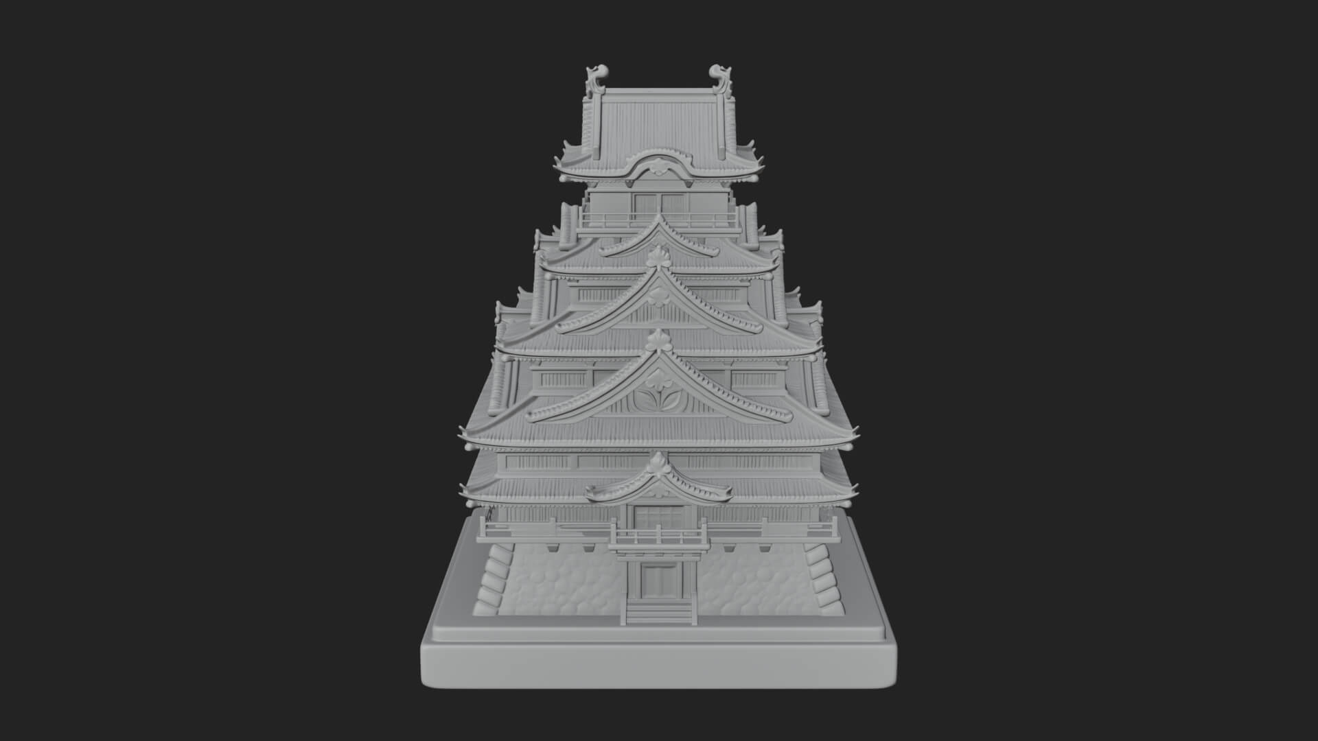 Japanese Castle Keep Design 10 3D Print Model 3D Model