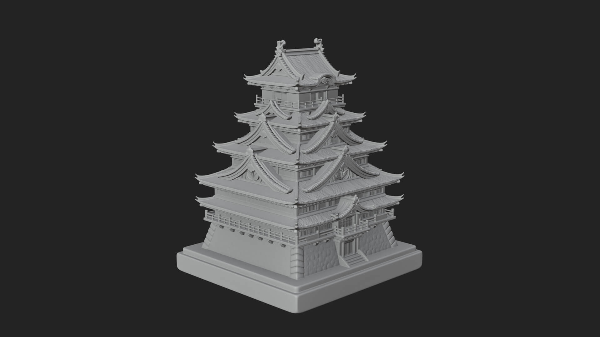 Japanese Castle Keep Design 10 3D Print Model 3D Model