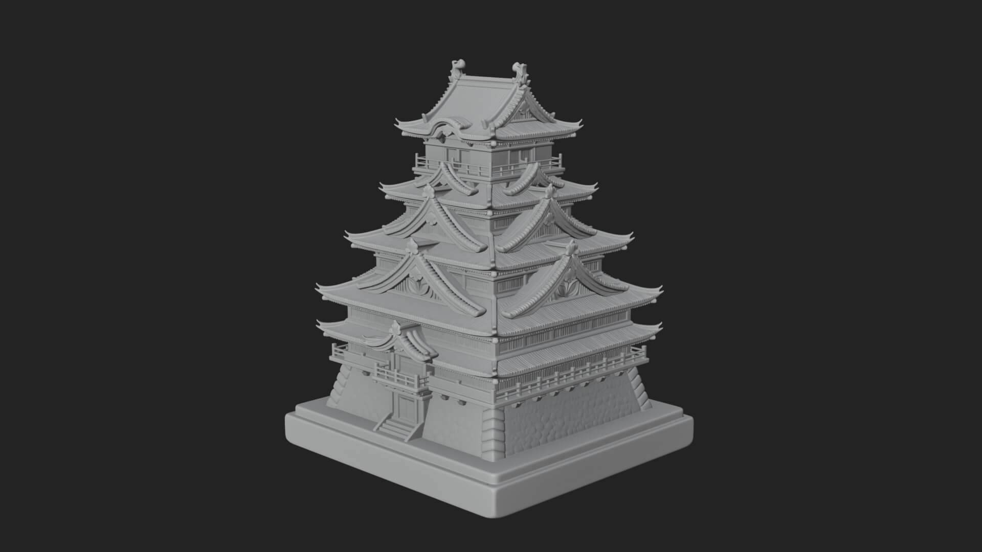 Japanese Castle Keep Design 10 3D Print Model 3D Model