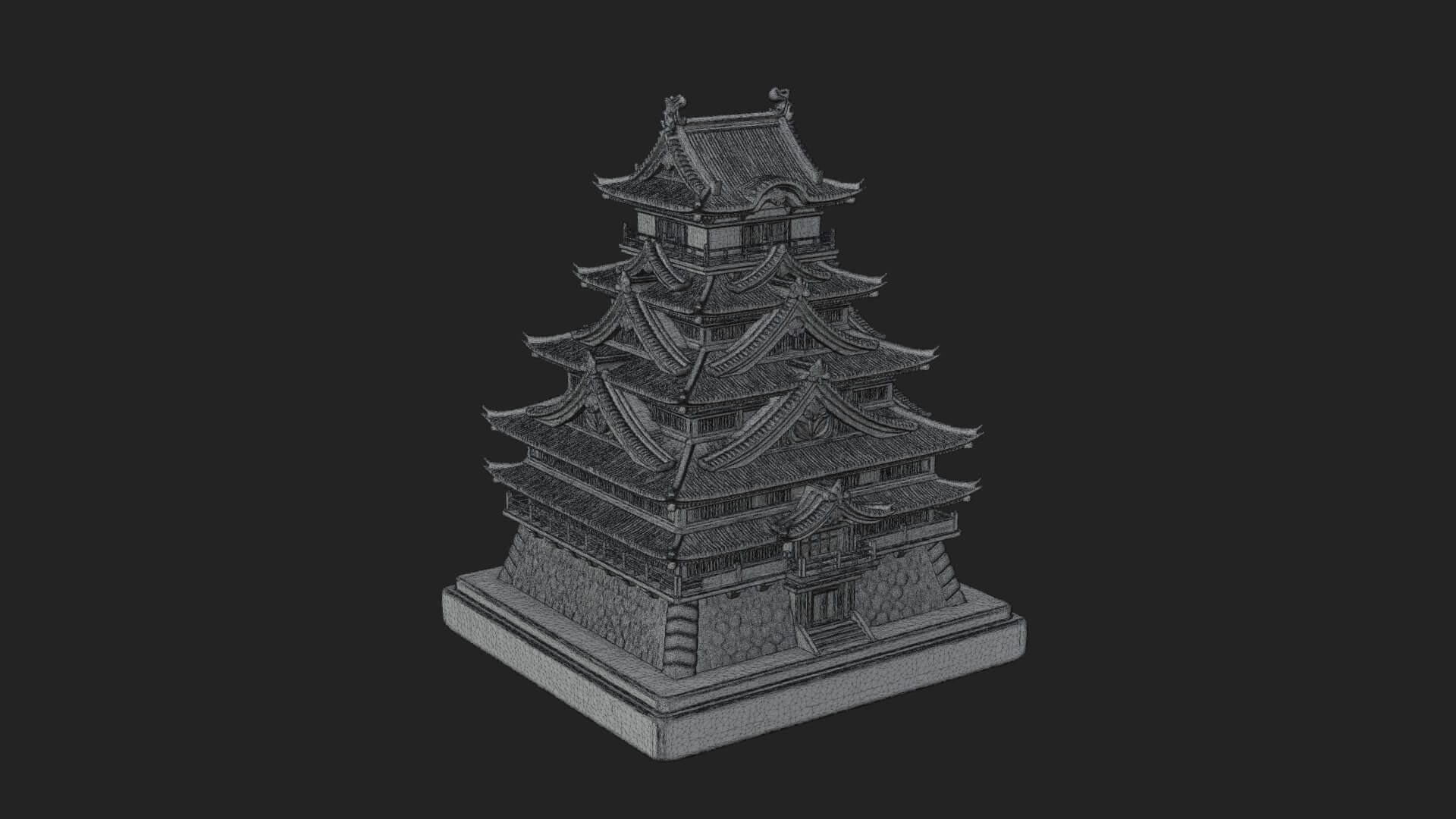 Japanese Castle Keep Design 10 3D Print Model 3D Model