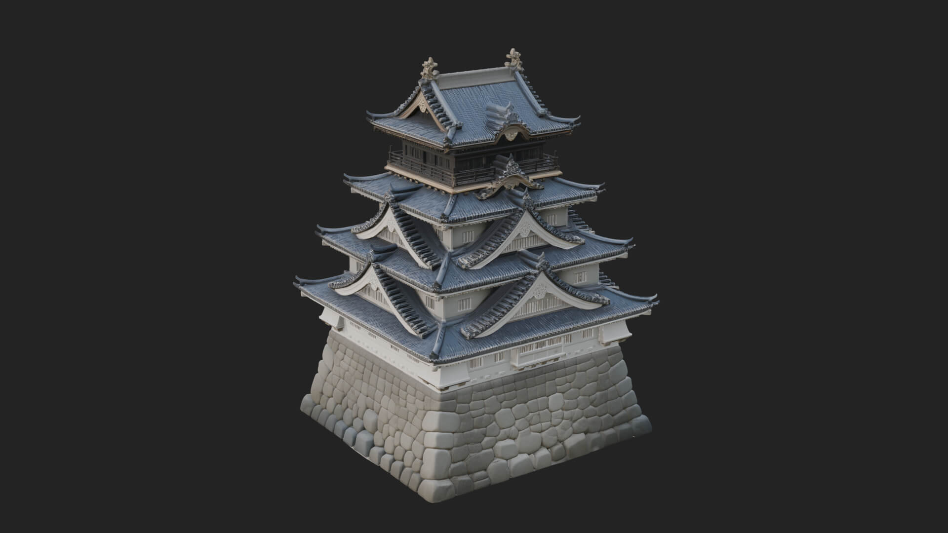 Japanese Castle Keep Design 2 3D Print Model 3D Model