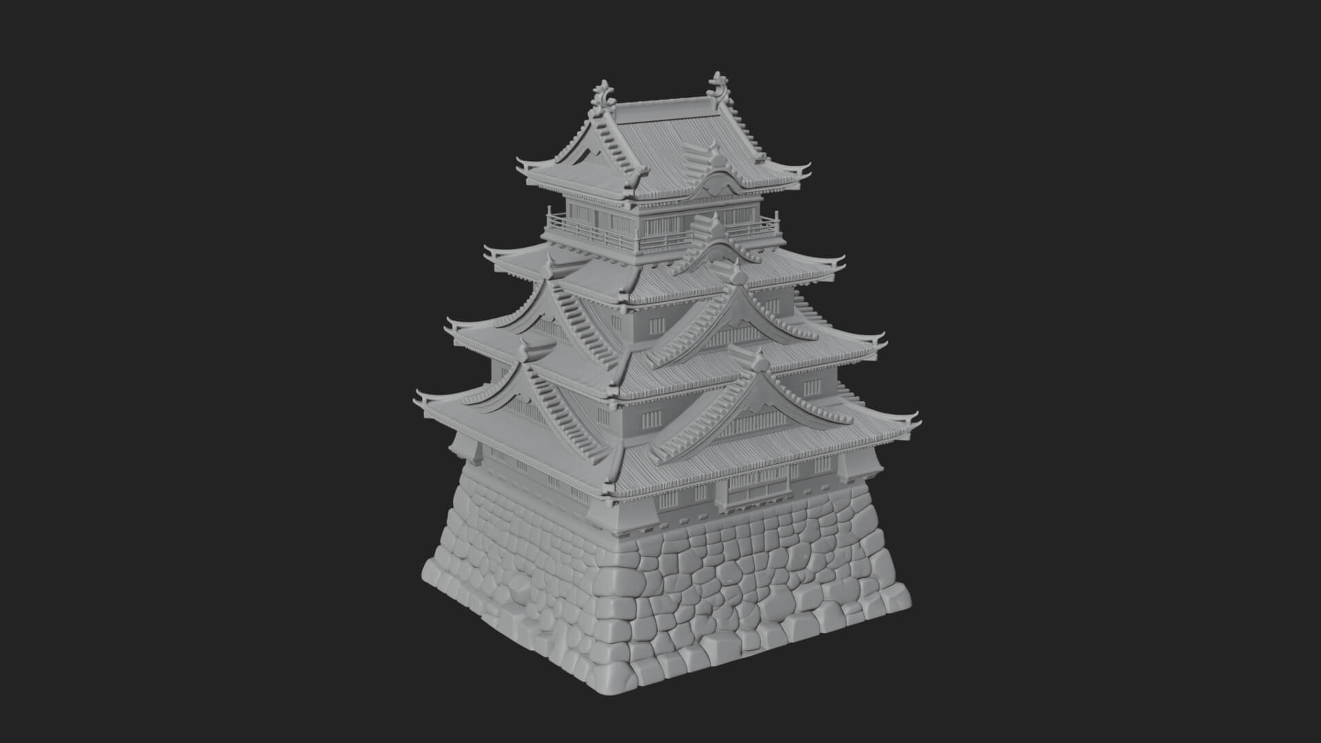Japanese Castle Keep Design 2 3D Print Model 3D Model