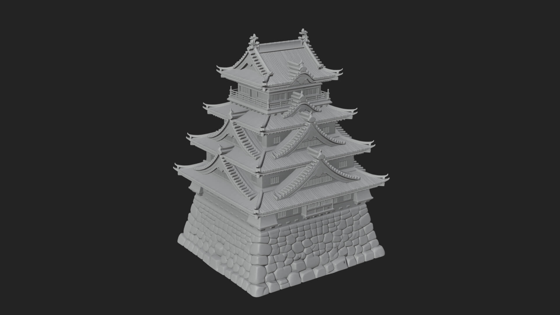 Japanese Castle Keep Design 2 3D Print Model 3D Model