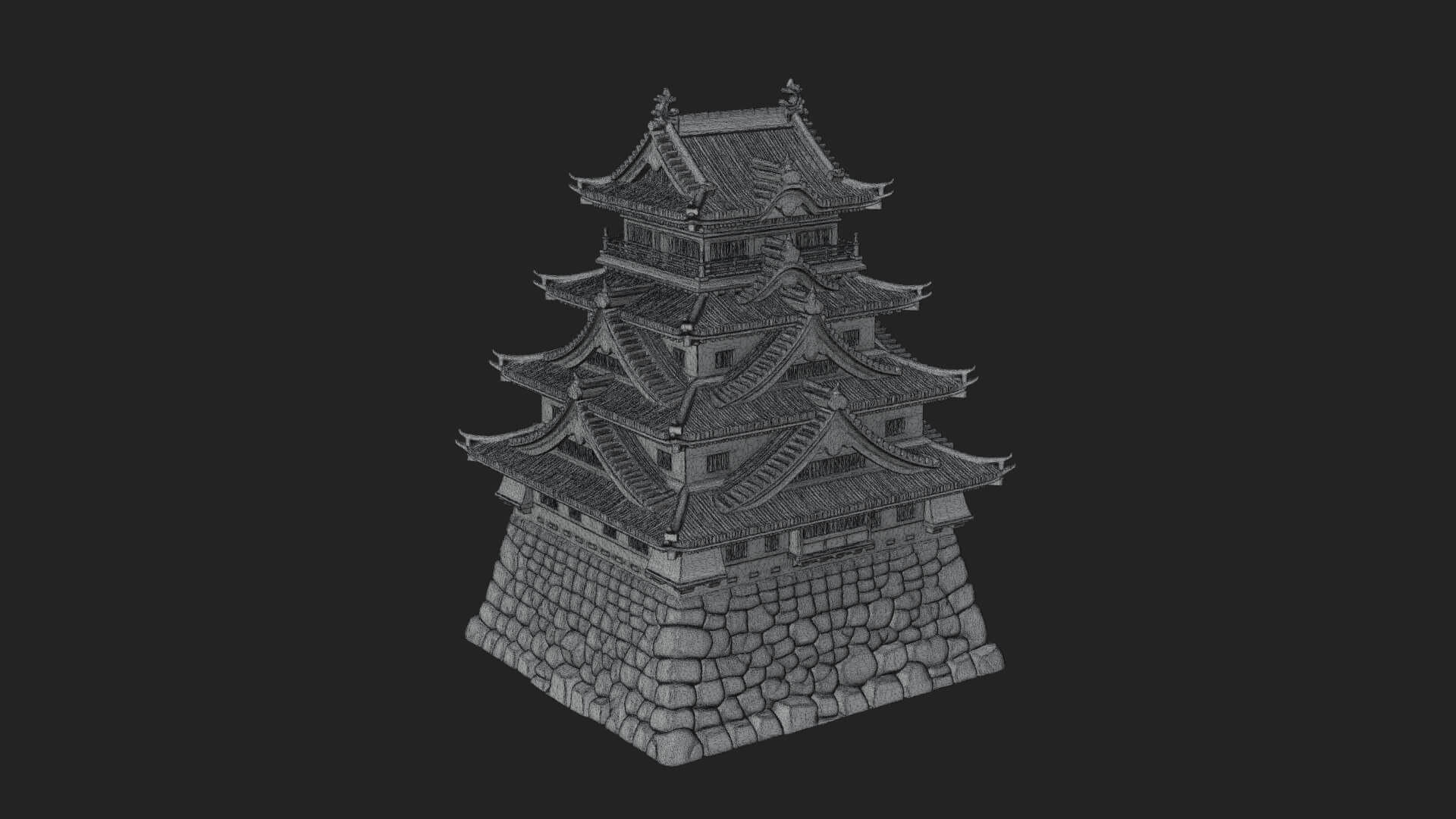 Japanese Castle Keep Design 2 3D Print Model 3D Model